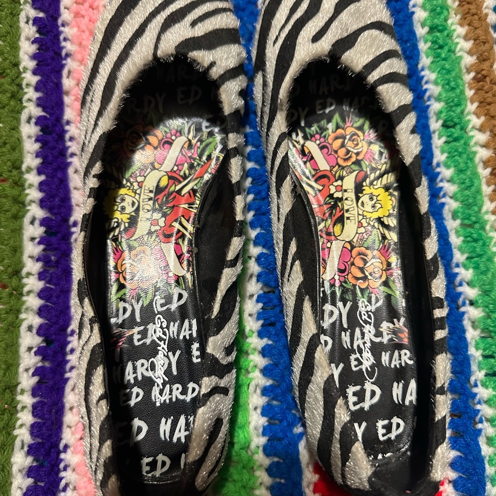 Ed Hardy Zebra Print Flat Shoes